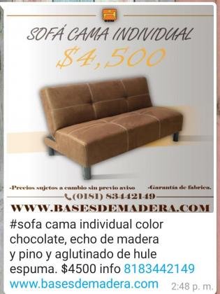Sofá cama individual chocolate en Monterrey