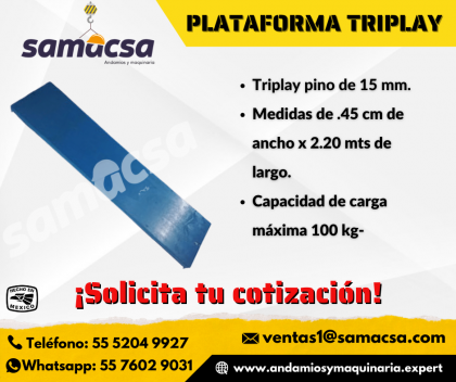 Plataforma triplay para andamio
