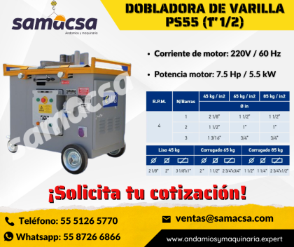 Dobladora de varilla EMAQ trifásico a 220v
