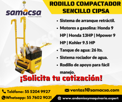 Rodillo cipsa pr8, peso en operación 524kg