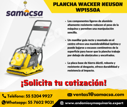 Placas vibratorias marca Wacker, profesional