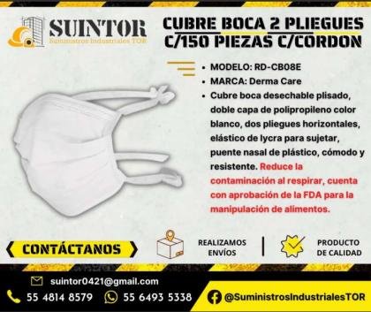 Cubre Boca de 2 Pliegues