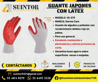 Guantes japones con látex echo de algodón y poliéster