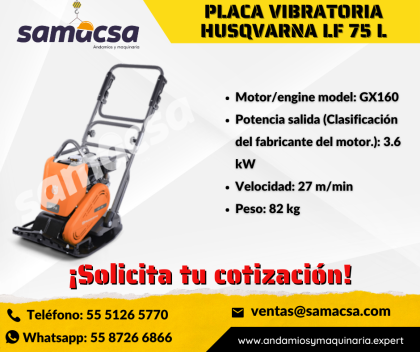 Placa vibratoria HUSQVARNA LF75 para compactar capas de espesor medio a bajo