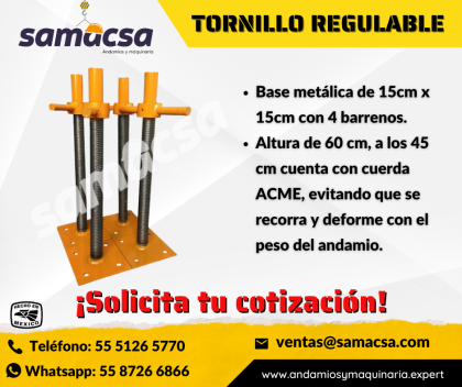 Tornillo Regulable con una placa base de 15cm X 15cm