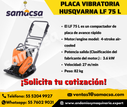 Placa vibratoria Husqvana maquina ligera cimbra