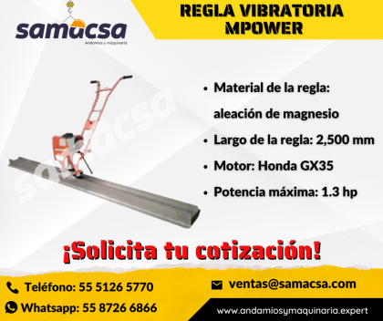 Regla vibratoria/compactadora de concreto marca MPOWER