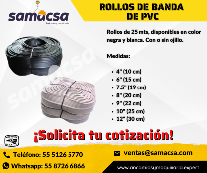 Banda de PVC diferentes pulgadas