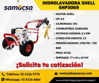 Hidrolavadora Shell con capacidad de 13 LPM