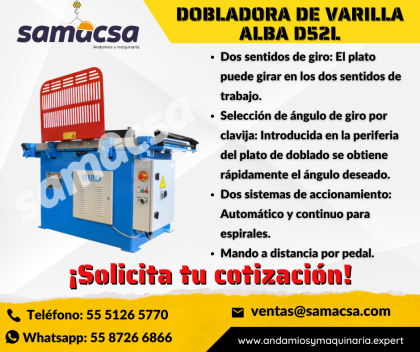 Dobladora de Varilla en venta marca Alba D52L 