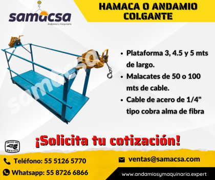 Venta de andamios colgantes (Hamaca) para trabajo en alturas