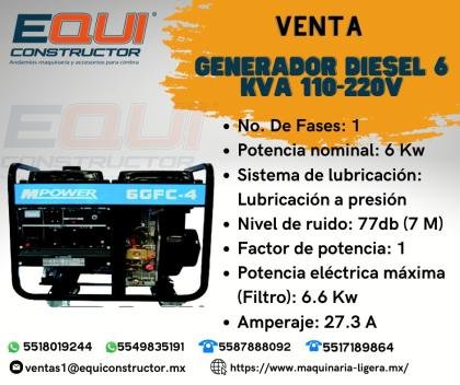 Venta de Generador Diésel 6 KVA 110-220V.