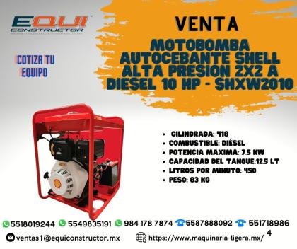 Venta de Motobomba Autocebante Shell Alta Presión 2x2 a Diésel 10 HP-SHXW2010.