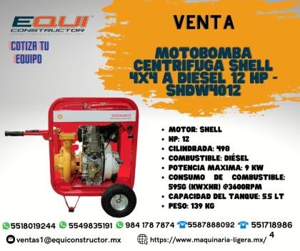 Venta de Motobomba Centrífuga Shell 4x4 a Diésel 12 HP-SHDW4012.