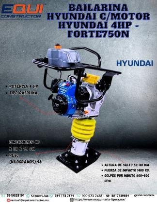 BAILARINA HYUNDAI C/MOTOR 4HP-FORTE 750N/ACALA,CHIAPAS