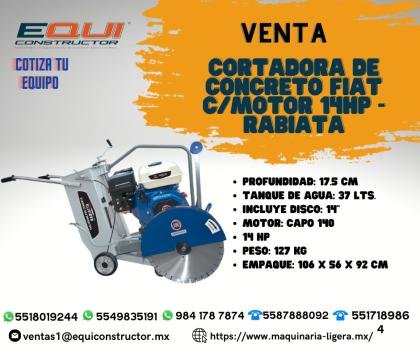 CORTADORA DE CONCRETO FIAT C/MOTOR 14HP RABIATA