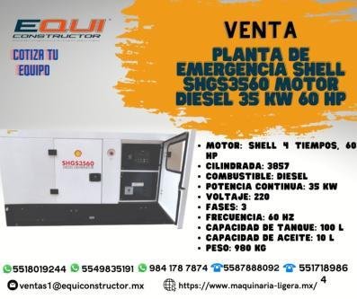 PLANTA DE EMERGENCIA SHELL SHGS 3560 MOTOR DIESEL 35 KW 60 HP