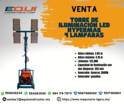 TORRE DE ILUMINACION LED HYPERMAQ 4 LAMPARAS EN ACOLMAN, EDO. DE MEXICO