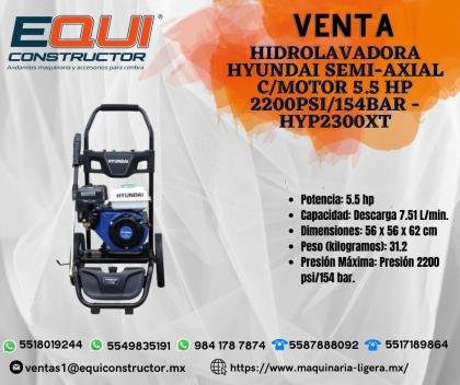HIDROLAVADORA HYUNDAI SEMI - AXIAL C/MOTOR 5.5 HP 2200PSI/154/ MICHOACAN.