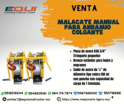 MALACATE MANUAL PARA ANDAMIO COLGANTE