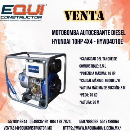 MOTO BOMBA DIESEL HYUNDAI 10HP 4X4-HYWD4010E