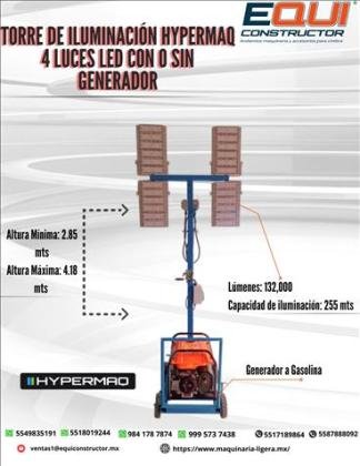 TORRE DE ILUMINACION LED HYPERMAQ 4 LAMPARAS/YUCATAN