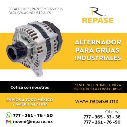 Alternadores y refacciones para grúas industriales