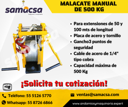 Malacate para Hamaca Para extensiones de 50 mts 