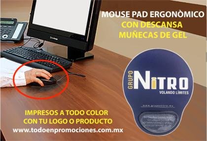 TAPETE PARA MOUSE CON DESCANSAMUÑECAS DE GEL CON TU PRODUCTO A COLOR