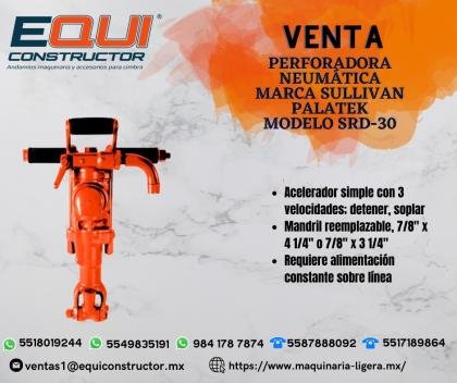 Venta de Perforadora Neumática Marca Sullivan Palatek Modelo SRD-30.