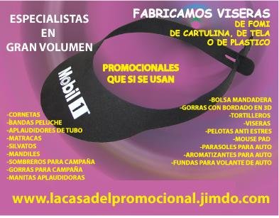 VISERAS DE FOMI Y DE CARTULINA PUBLICITARIAS IMPRESAS CON TU LOGO