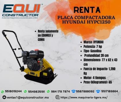 Renta Placa Compactadora Hyundai HYPC1250 en CDMX
