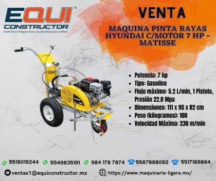 Venta De Maquina Pinta Rayas Hyundai Motor 7hp Matisse.