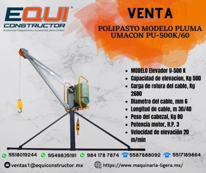 Venta de polipasto Modelo Pluma Umacon PU-500K-60.