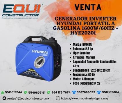 Venta Generador Portátil a Gasolina HYE2020I en Sinaloa