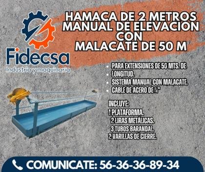 CAMPECHE Hamaca de 2mts manual de elevación con malacate de 50 m