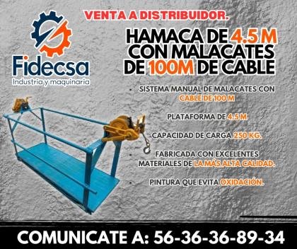 CAMPECHE Hamaca de 4.5m con malacates de 100m de cable