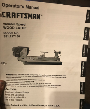 Torno Craftsman Professional Variable Speed Wood Lathe 351.217150